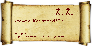 Kremer Krisztián névjegykártya